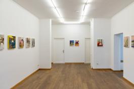 Photography of an art exhibition featuring paintings of artist Timur Lukas.