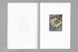 Spreads of an art publication on a grey background