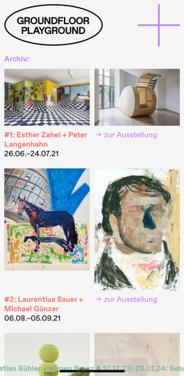 Screenshot of the website of Groundfloor Playground by Kunstverein Augsburg. 