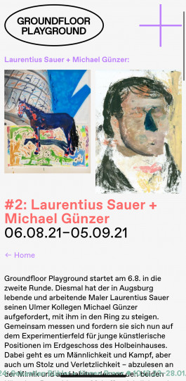 Screenshot of the website of Groundfloor Playground by Kunstverein Augsburg. 
