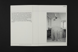 spread of an architecture portfolio book on a black background